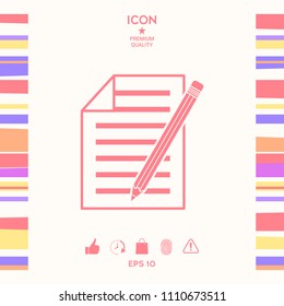 Sheet of paper and pencil icon