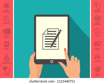 Sheet of paper and pencil icon