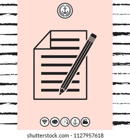 Sheet of paper and pencil icon