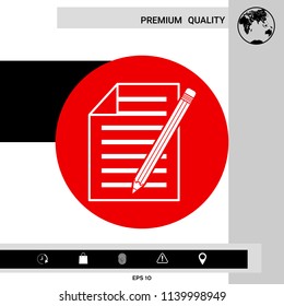 Sheet of paper and pencil icon