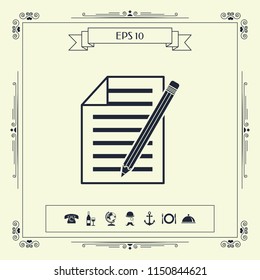 Sheet of paper and pencil icon