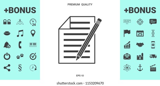 Sheet of paper and pencil icon