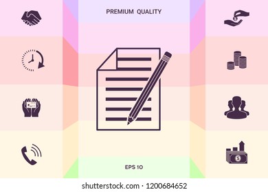 Sheet of paper and pencil icon