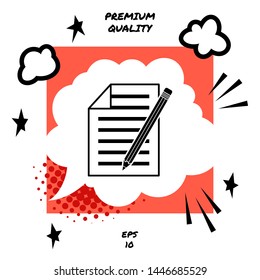 Sheet of paper and pencil icon