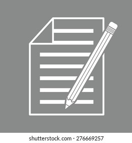 sheet of paper and pencil icon sheet of paper and pencil icon