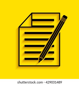 Sheet of paper and pencil icon