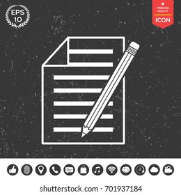 Sheet of paper and pencil icon