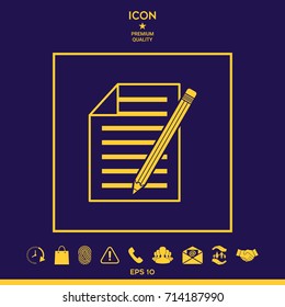 Sheet of paper and pencil icon