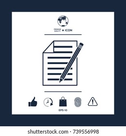 Sheet of paper and pencil icon
