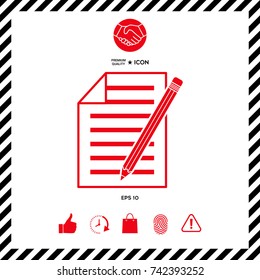 Sheet of paper and pencil icon