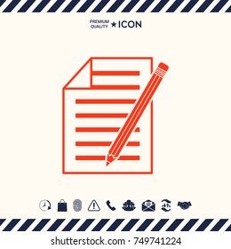 Sheet of paper and pencil icon