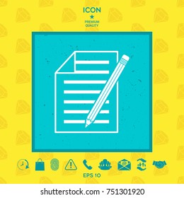 Sheet of paper and pencil icon