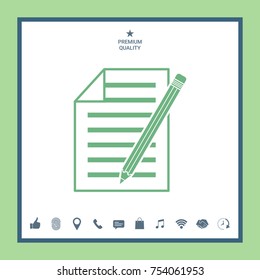 Sheet of paper and pencil icon