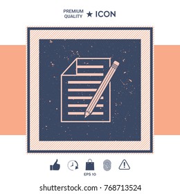 Sheet of paper and pencil icon