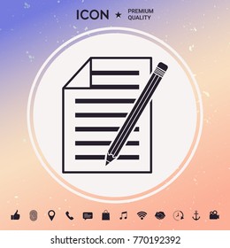 Sheet of paper and pencil icon