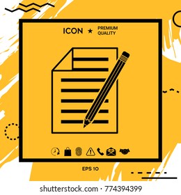 Sheet of paper and pencil icon
