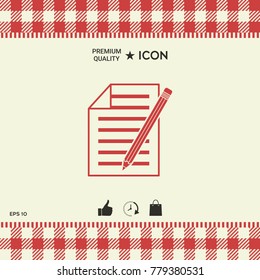 Sheet of paper and pencil icon
