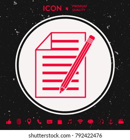 Sheet of paper and pencil icon