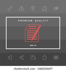 Sheet of paper and pencil icon. Graphic elements for your design