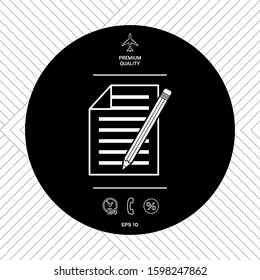 Sheet of paper and pencil icon. Graphic elements for your design