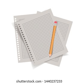 sheet of paper with pencil isolated icon