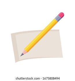 sheet of paper with pencil on white background vector illustration design