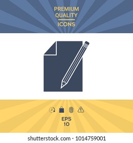 Sheet of paper and pencil symbol icon