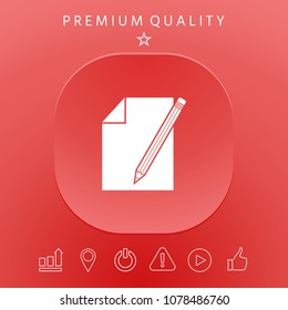 Sheet of paper and pencil symbol icon