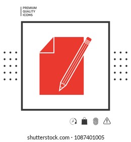 Sheet of paper and pencil symbol icon