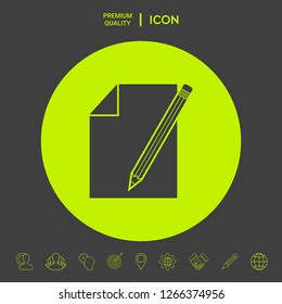 Sheet of paper and pencil symbol icon. Graphic elements for your design