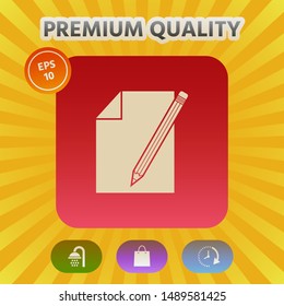 Sheet of paper and pencil symbol icon. Graphic elements for your design