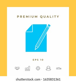 Sheet of paper and pencil symbol icon. Graphic elements for your design