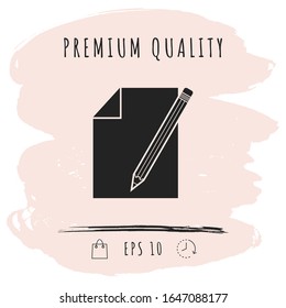 Sheet of paper and pencil symbol icon. Graphic elements for your design