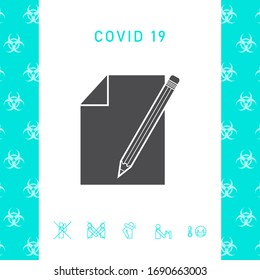 Sheet of paper and pencil symbol icon. Graphic elements for your design