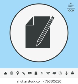 Sheet of paper and pencil symbol icon