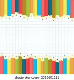 Sheet of paper with pencils frame of pencils on a white background vector illustration