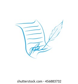  Sheet of paper and a quill to write, icon
