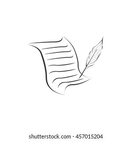  Sheet of paper and a quill to write, icon