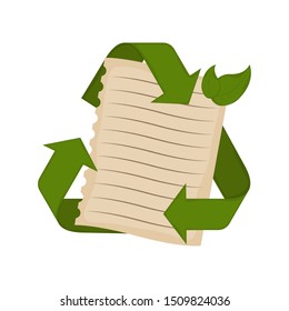Sheet paper in a recycling symbol - Vector illustration