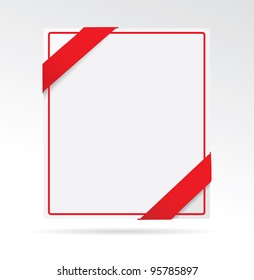 A sheet of paper with red ribbon. Vector