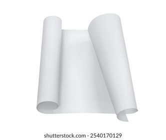 A sheet of paper with rolled edges. Vector illustration