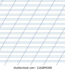 A sheet of paper in a school notebook oblique ruler on a vertical background. Vector illustration