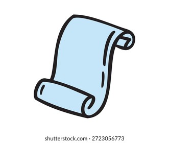 Rollo de papel de hoja, doodle escolar colorido, dibujado a mano. Ilustración vectorial.