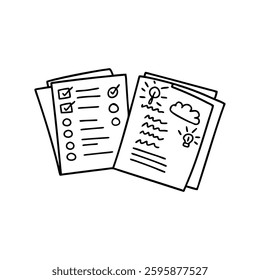 
Sheet of paper, showcasing the act of note-taking or creative expression line art flat vector illustration.