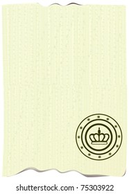 Sheet of paper with a stamp, file EPS.8 illustration.
