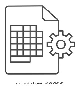 Sheet of paper with table, schedule, mechanism thin line icon, manufacturing management concept, agenda sign on white background, outline style icon for mobile and web design. Vector graphics