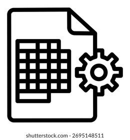 Blatt Papier mit Tabelle, Zeitplan, Symbol für die Mechaniklinie, Konzept für das Produktionsmanagement, Agenda-Zeichen auf weißem Hintergrund, Symbol für den Umrissstil für das mobile Design und das Webdesign. Vektorgrafiken
