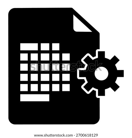 Sheet of paper with table, schedule, mechanism solid icon, manufacturing management concept, agenda sign on white background, glyph style icon for mobile and web design. Vector graphics