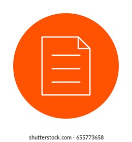 A sheet of paper with a turned corner and three paragraphs of text, a vector monochrome round icon, a flat style.