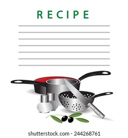  A sheet of paper with the word the recipe and ware for cooking